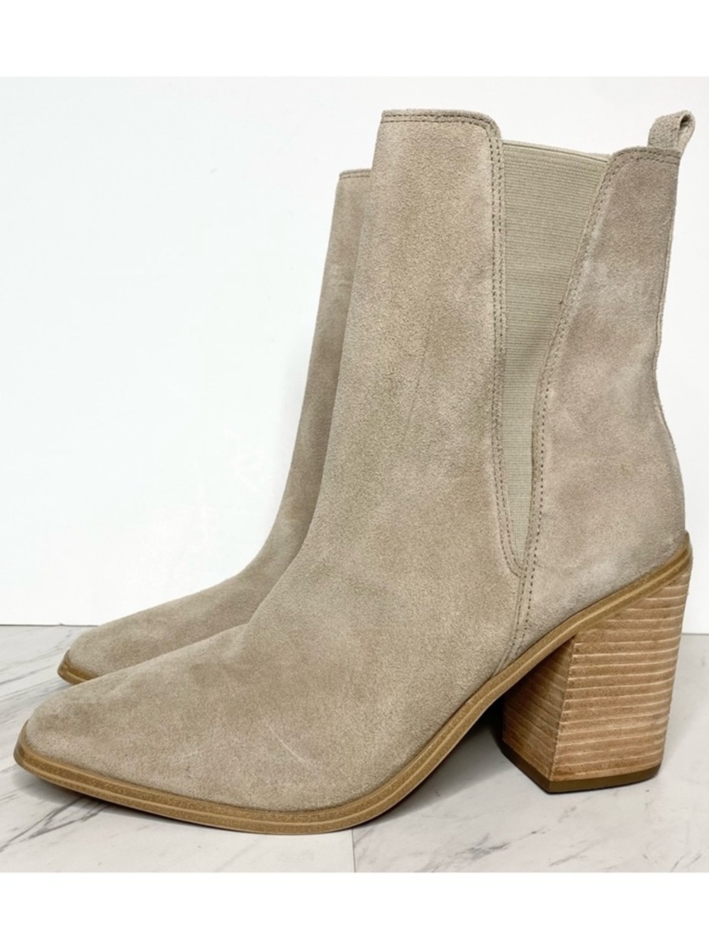 Marc Fisher Kristie Gray Suede Heeled Bootie 9 1/2 M